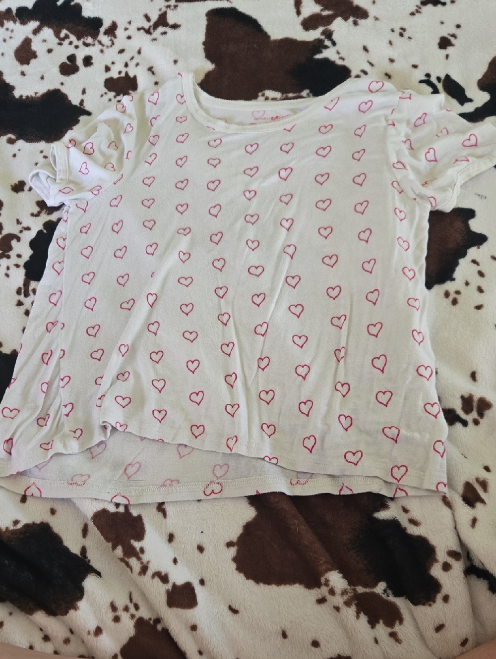 White Tee with Pink Heart Print